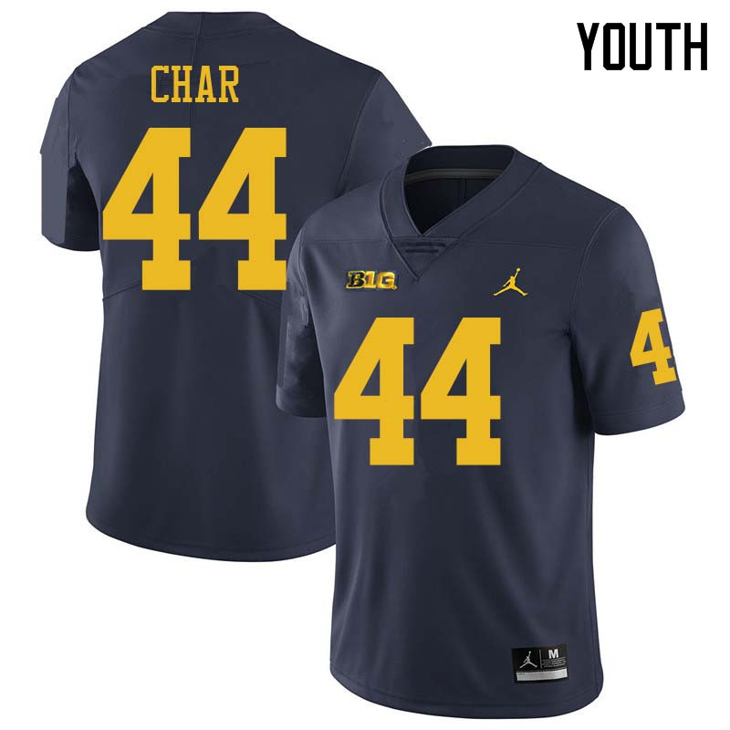 Jordan Brand Youth #44 Jared Char Michigan Wolverines College Football Jerseys Sale-Navy